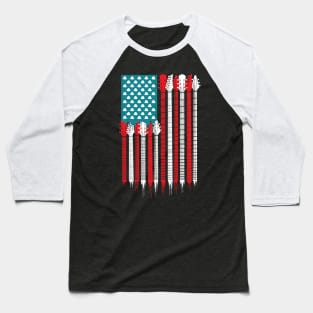 Patriotic Guitar American US Flag Rock Bass Electric Baseball T-Shirt
